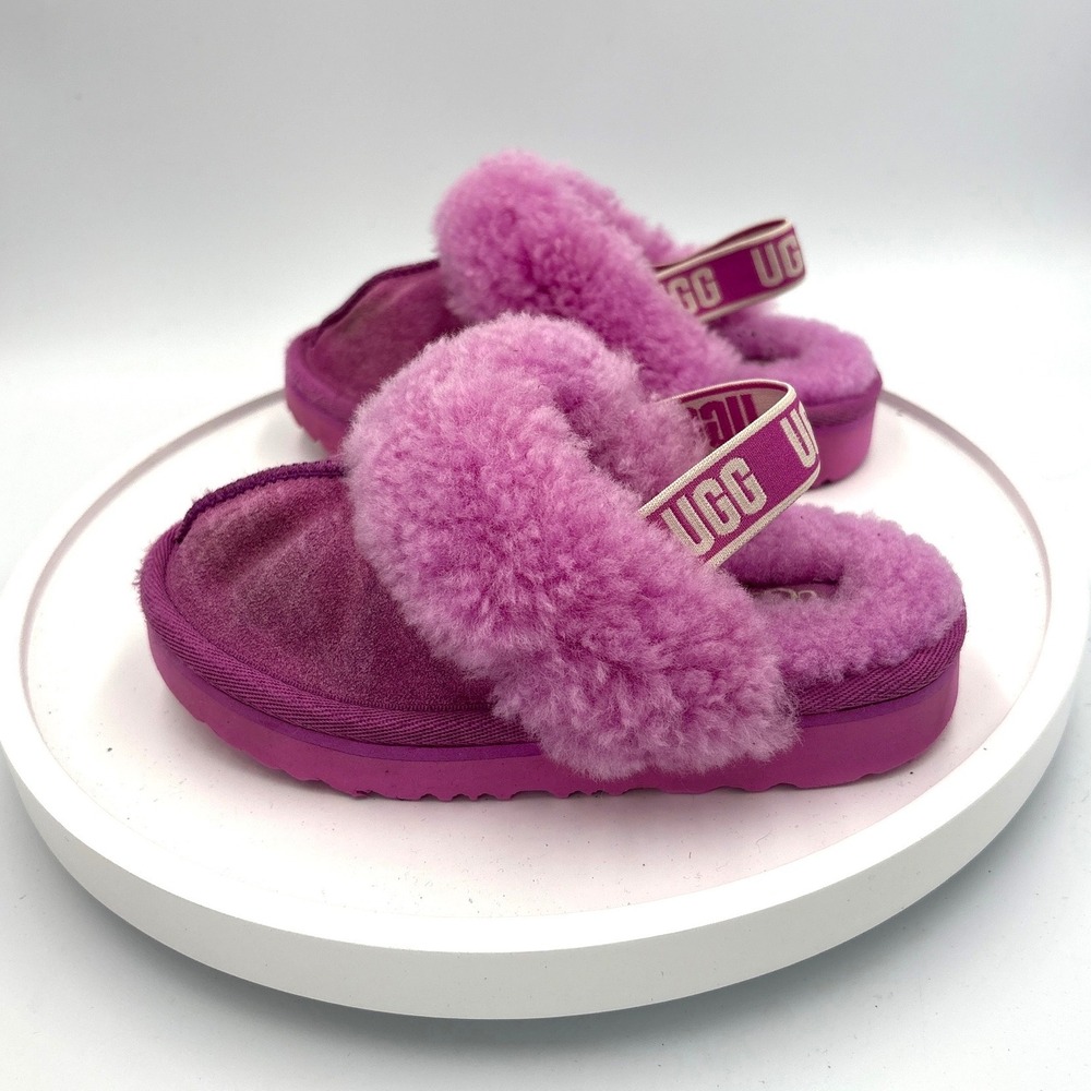 UGG Kids Fluff Yeah Slide Rock Rose Pink Sheepskin Slippers 1130330 Size 10T